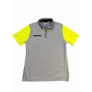 NIKE GOLF Men's Gray/Yellow Tour Performance Vented Dri-Fit Polo Shirt Large